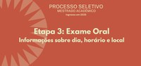 Divulgadas datas, horários e o local do Exame Oral
