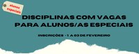 Inscrições para aluno/a especial semestre 2023/1